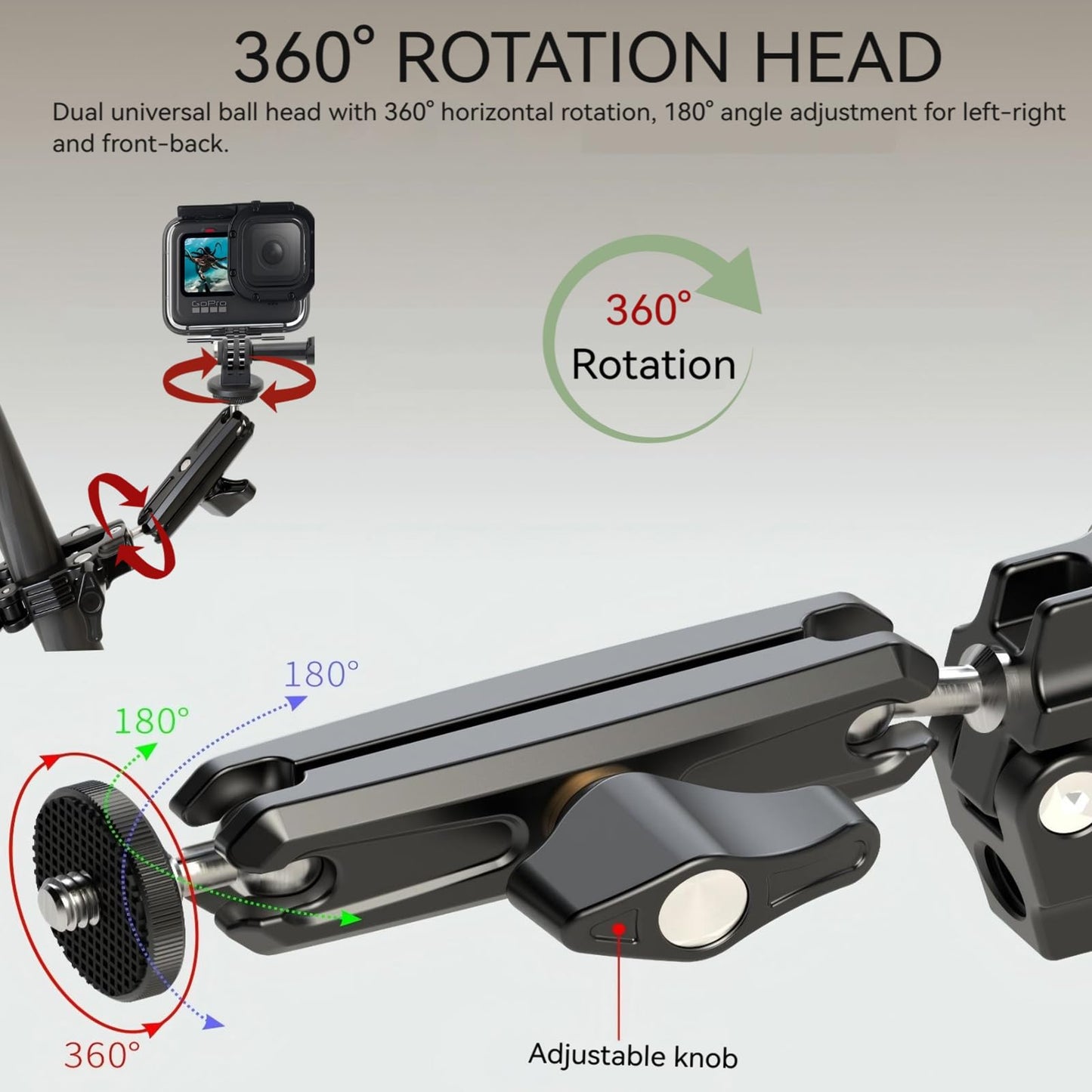 DINESK Super Clamp with Dual Ball Head Magic Arm, 1/4"-20 & 3/8"-16 Threads, Phone/Action Camera Mount Adapte for Desktop Tripod Canon Nikon DSLR