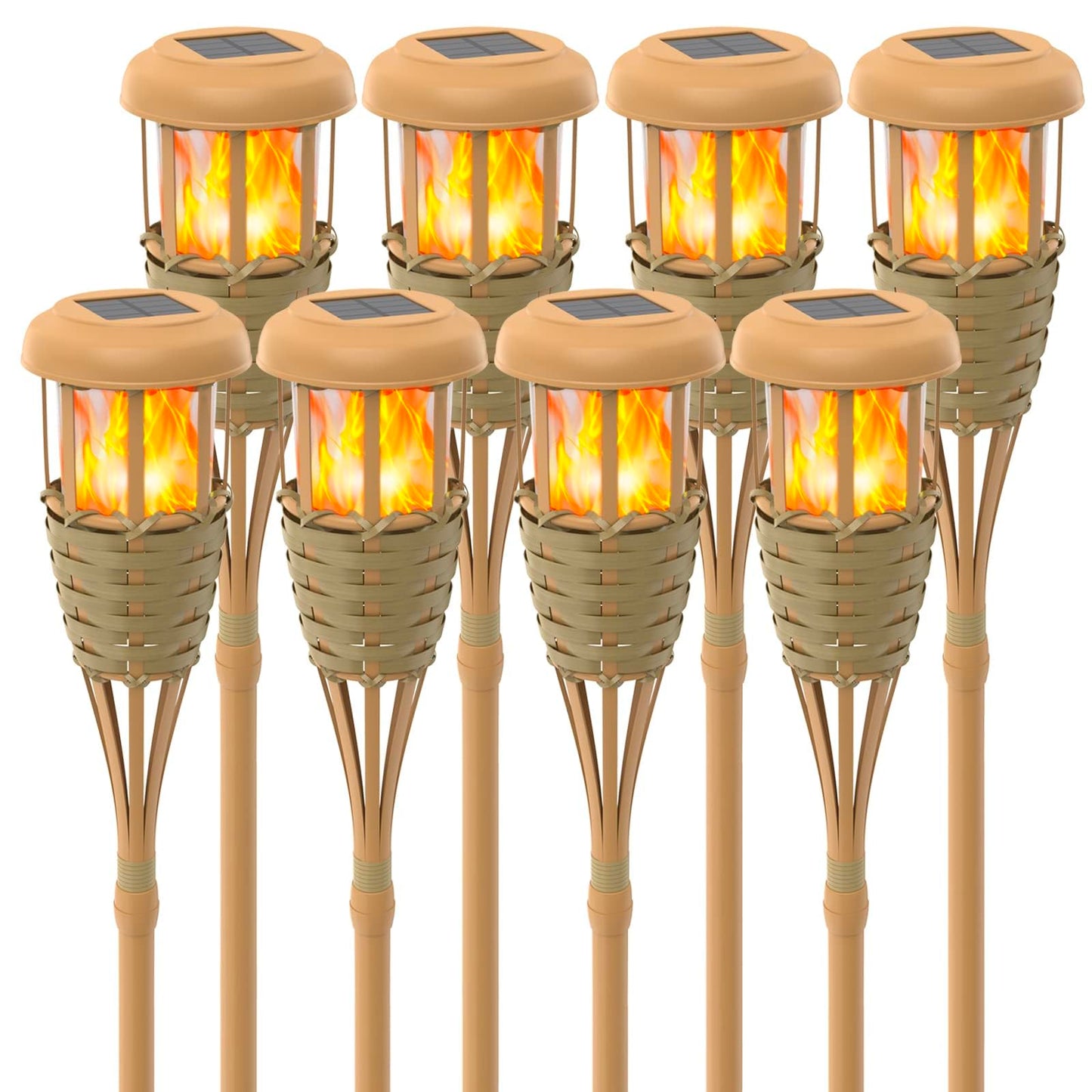 Evelynsun Solar Outdoor Lights, Solar Torch Lights Outdoor Flickering Flame, Outdoor Decorations for Patio Path Yard - 8 Pack
