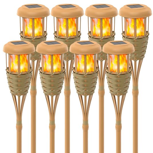 Evelynsun Solar Outdoor Lights, Solar Torch Lights Outdoor Flickering Flame, Outdoor Decorations for Patio Path Yard - 8 Pack