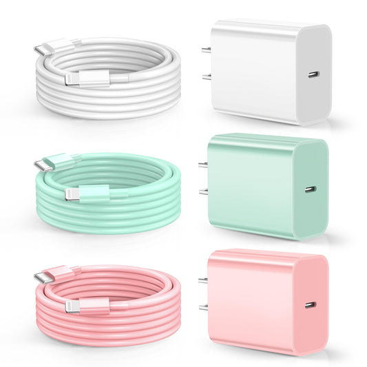 Dayaoncy Compatible with iPhone Charger Fast Charging, 20W USB C Wall Charger with 3Pack 10FT USB C to Lightning Cable, Phone Cable Fast Charging…