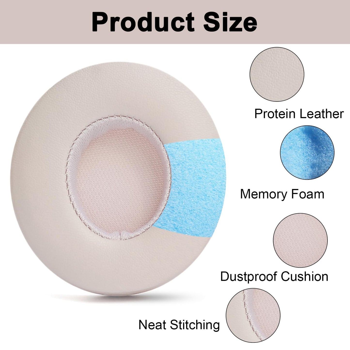 Washable Solo2 Ear Pads Replacement Compatible with Beats Solo 3/Solo 2 Wired/Wireless A1796/B0534 Headphones,Dust Proof Protein Leather Earpad