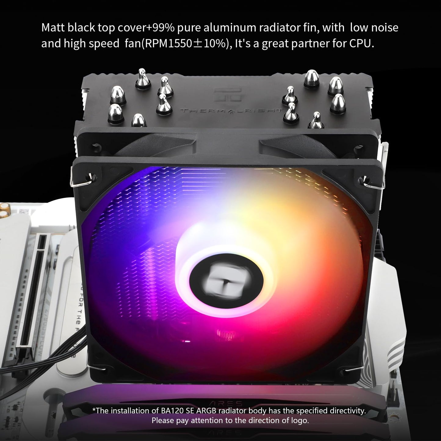 Thermalrlght Burst Assassin 120 SE ARGB CPU Cooler, 148mm High, 120mm PWM Fan with 1550RPM Speed, 6 Heat Pipes Heatsink Cooling, for Intel