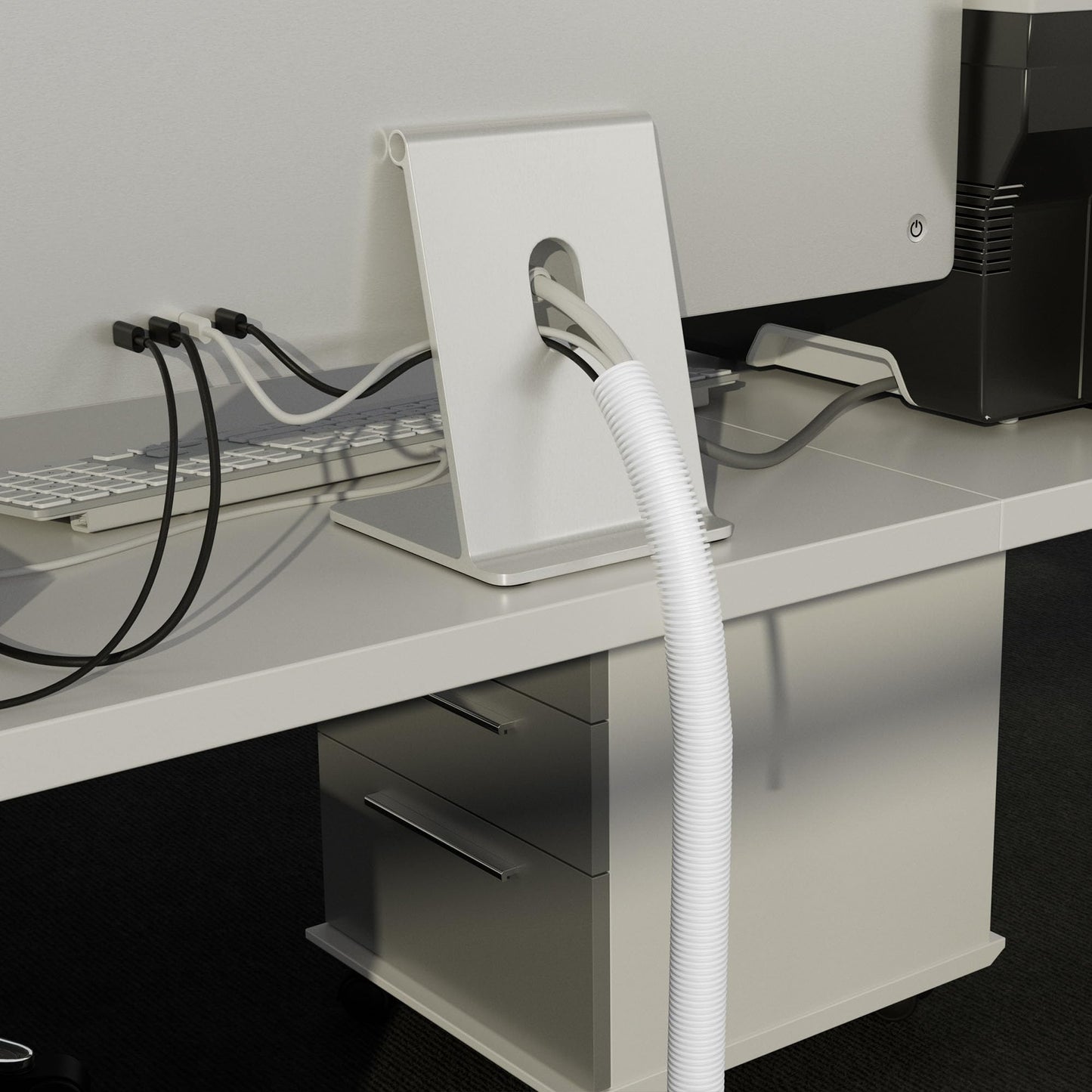 D-Line White 43in Cable Sleeve, Flexible Wire Protector Tubing, Split Electrical Conduit, Plastic PC Cable Management Tube, Cord Sheath, TV Loom