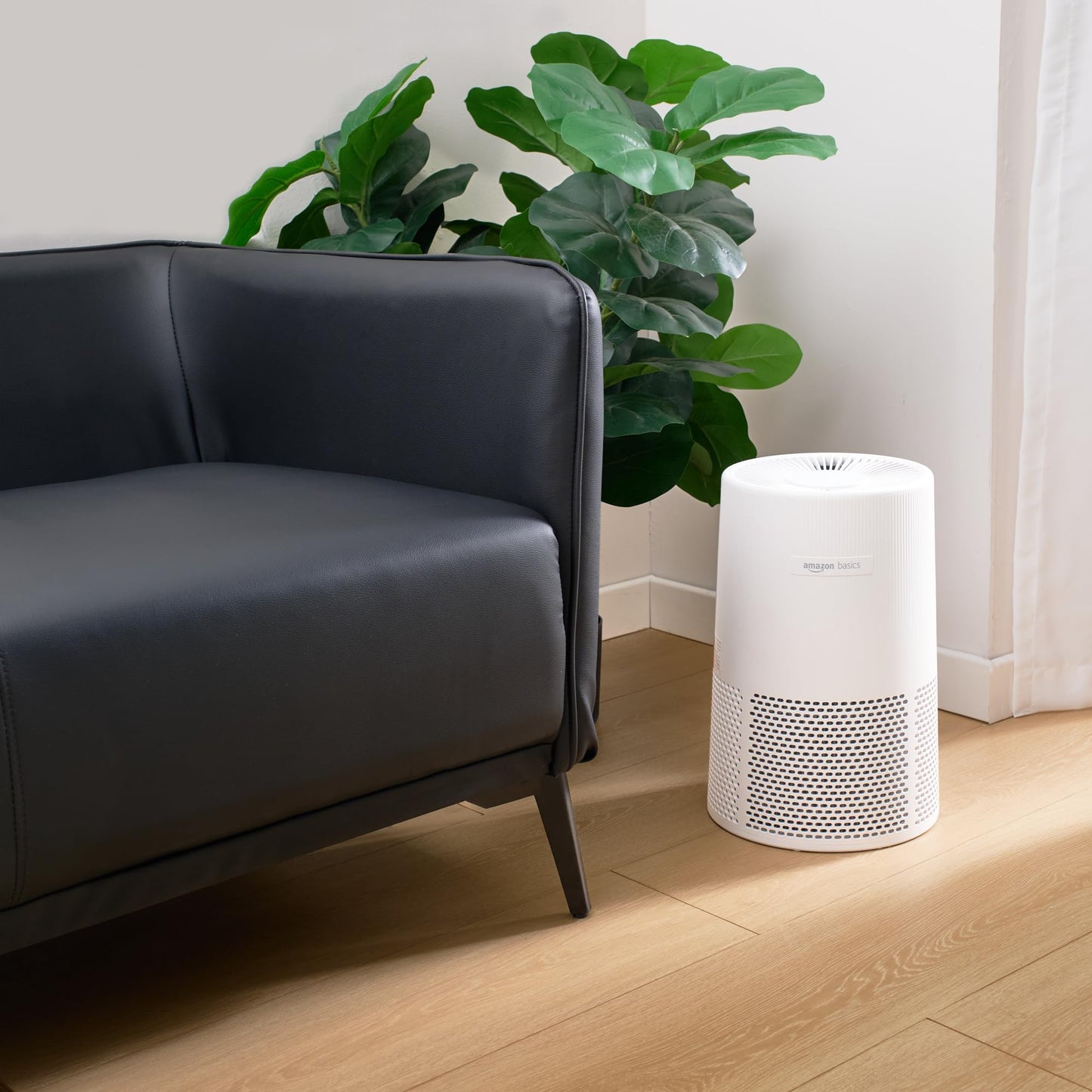 Amazon Basics Air Purifier for Home and Office, 3 Speeds, Timer, Sleep Mode (32db), White
