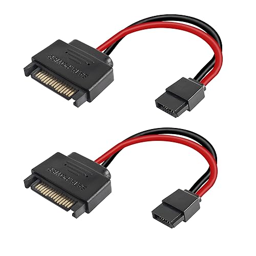 MEIRIYFA SATA Power Adapter - 15 to 6 Pin Slimline Cable (2 Pack)