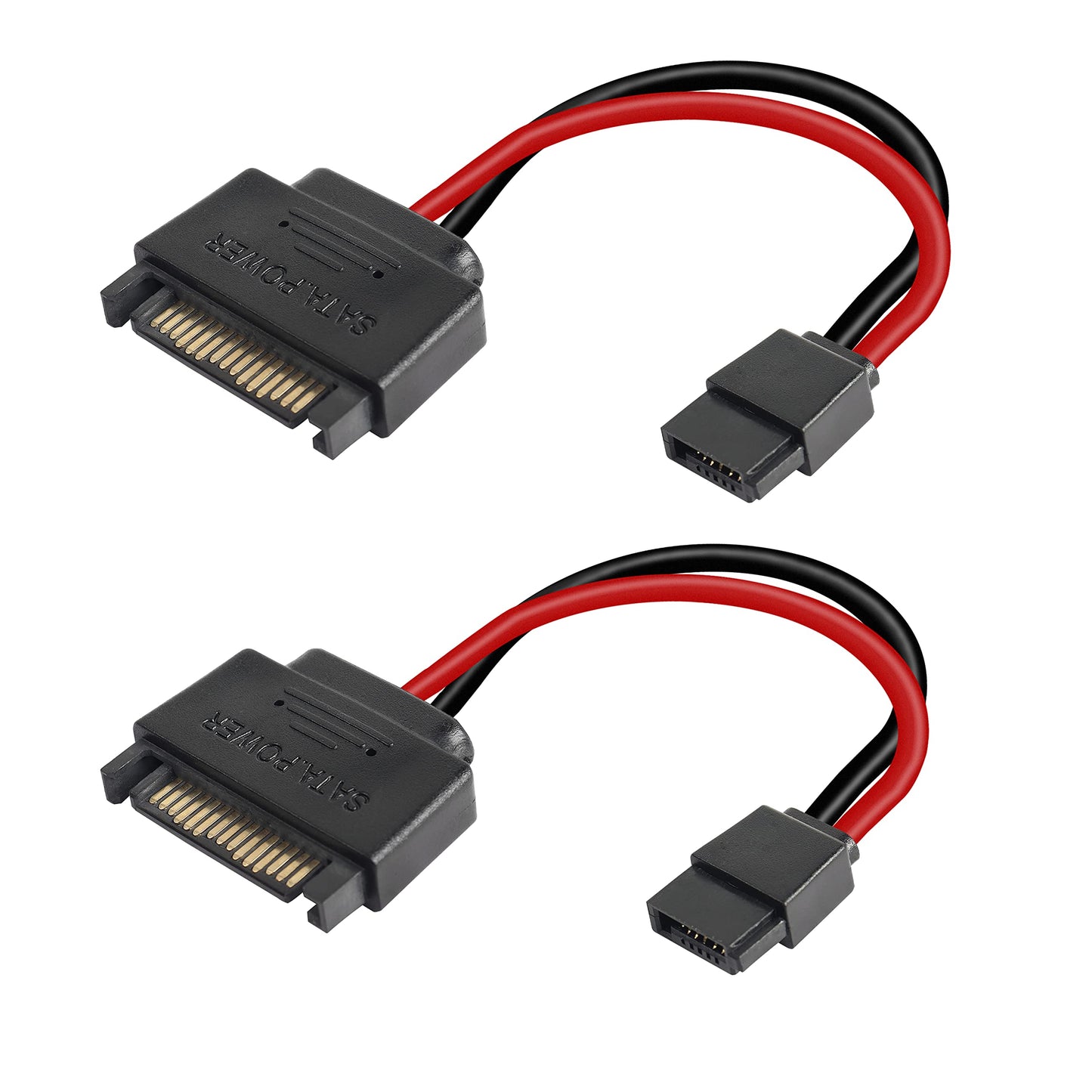 MEIRIYFA SATA Power Adapter - 15 to 6 Pin Slimline Cable (2 Pack)