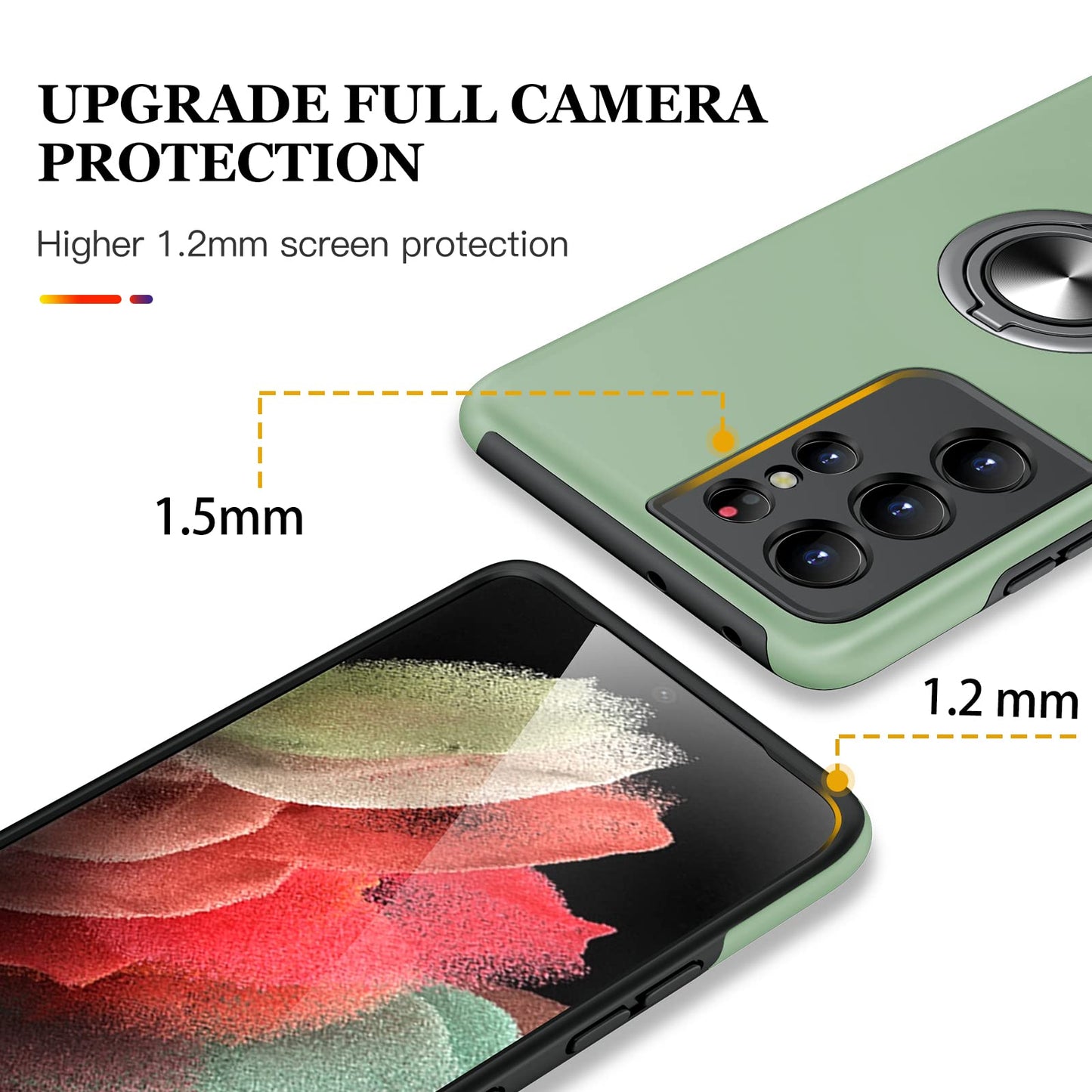 JAME for Samsung Galaxy A12 5G Phone Case Ring Stand Shockproof Slim Case