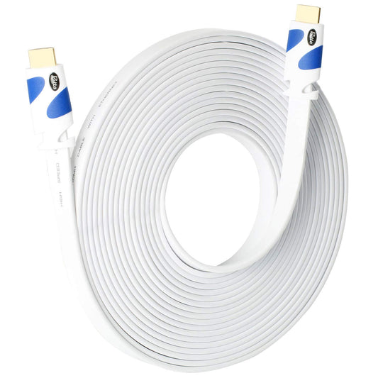 Postta Flat HDMI Cable 50 Feet Flat HDMI 2.0 Cord Support 4K, 3D, 2160p, 1080p, Ethernet and Audio Return-White-Blue