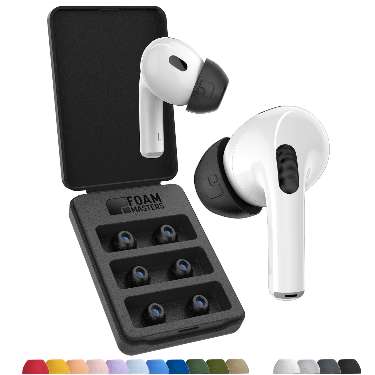Foam Masters Ultra-Premium Memory Foam Ear Tips for AirPods Pro 1st & 2nd Gen | 3 Pairs | New Ver. | Secure Fit | Super Comfort | Better Noise Cancel