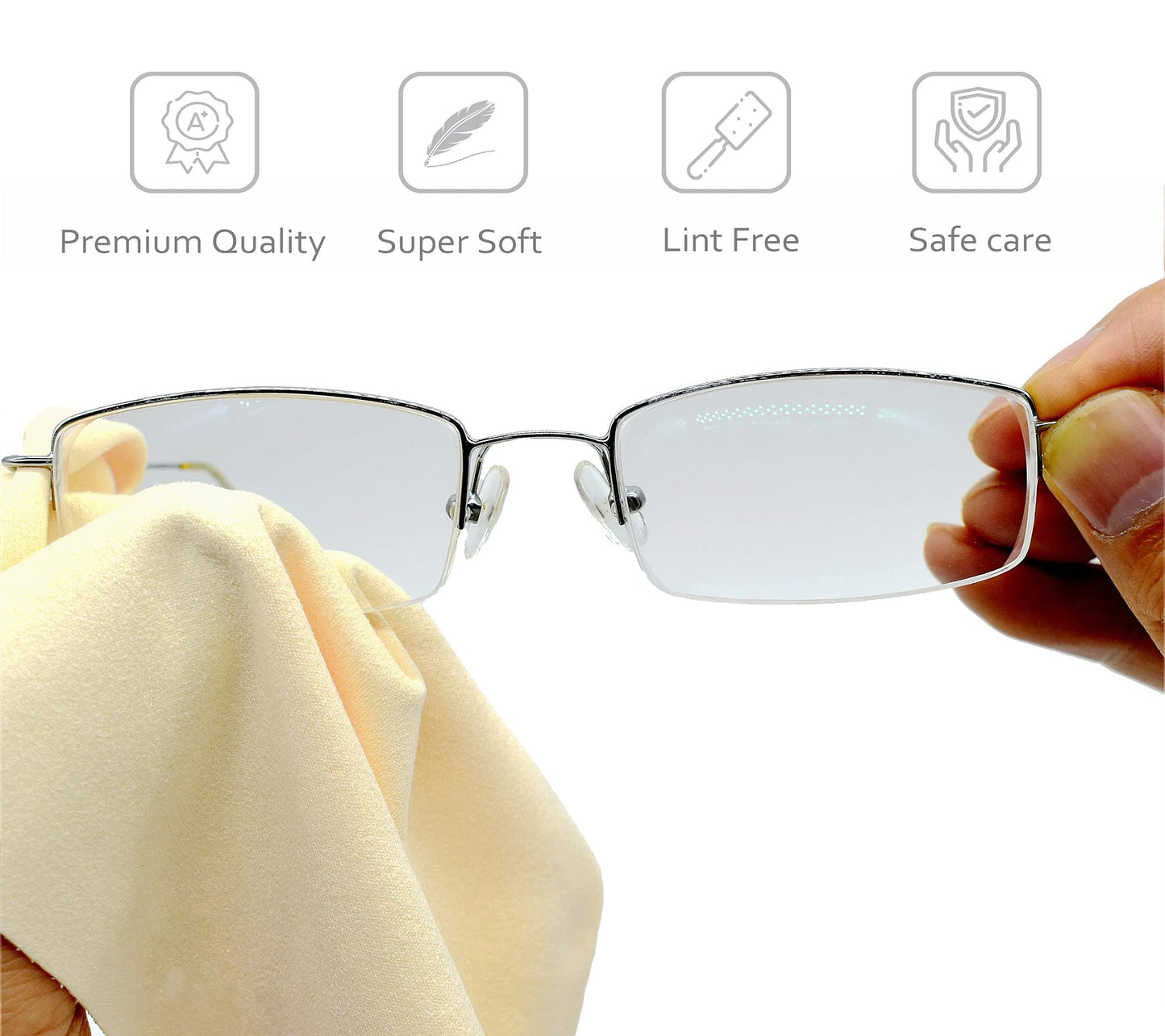 Earnestine 10 Pack 6" x 7" Premium Thick Microfiber Eyeglasses Cleaning Cloth for Glasses,Safe No Color Bleeding Eyeglass Cloth, Soft Microfiber