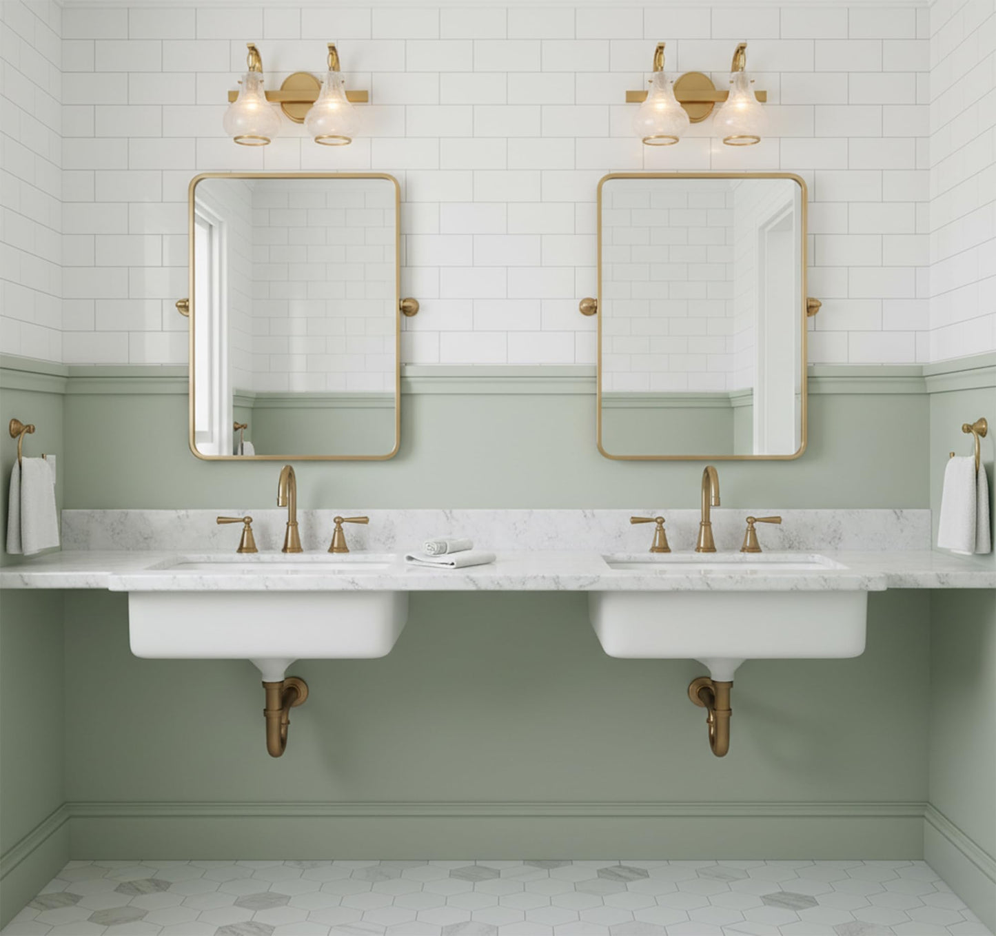 Savoy House 8-4417-2-322 Adams Modern Vintage Traditional White Strie Glass Bathroom Vanity Wall Light, 2-Light 120 Total Watts, 9" H x 16" W, Warm