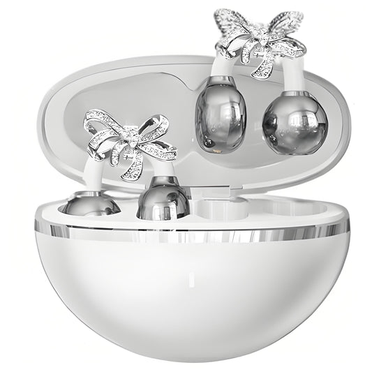 BEVCEFCC Clip-On Wireless Bluetooth Earbuds with Stylish Earrings Design, Lightweight Comfort, 48H Playtime for Women (White)
