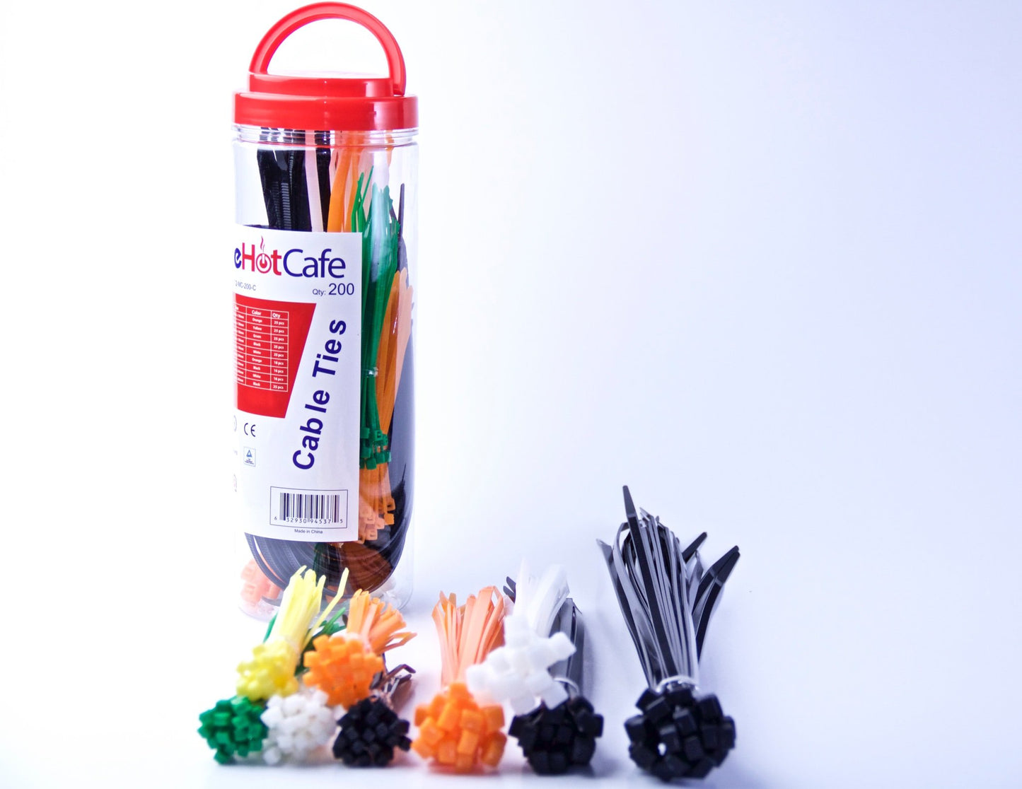 QualGear CT2-MC-200-C Self-Locking Cable Ties, Assorted, 200/Canister