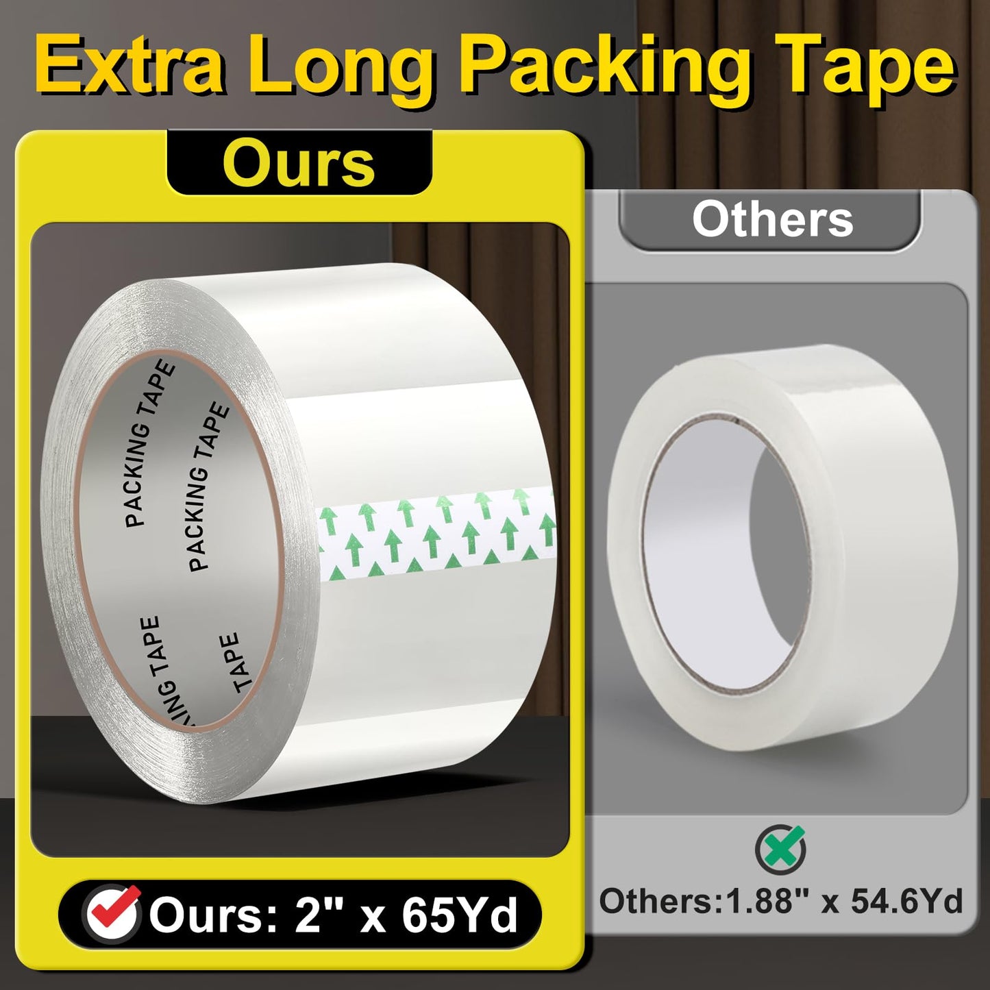 PACKKA Clear Packing Tape, Heavy Duty Packaging Tape Refills 12 Rolls, 2 inch x 65 Yards, Shipping Tape Box Tape Mailing Tape for Shipping Packaging