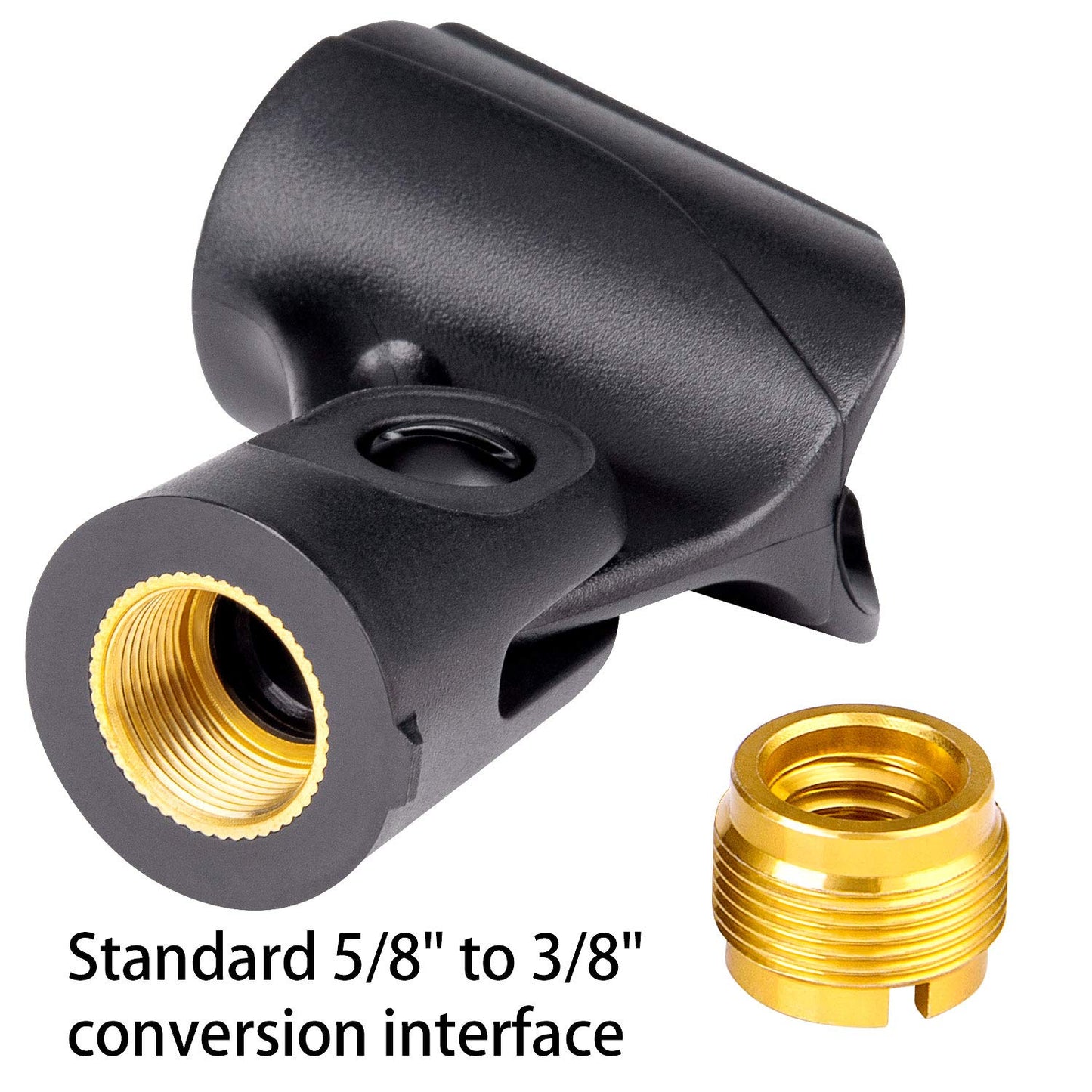 Universal Microphone Clip Holder with Nut Adapters 5/8" to 3/8",Black,5 Pack
