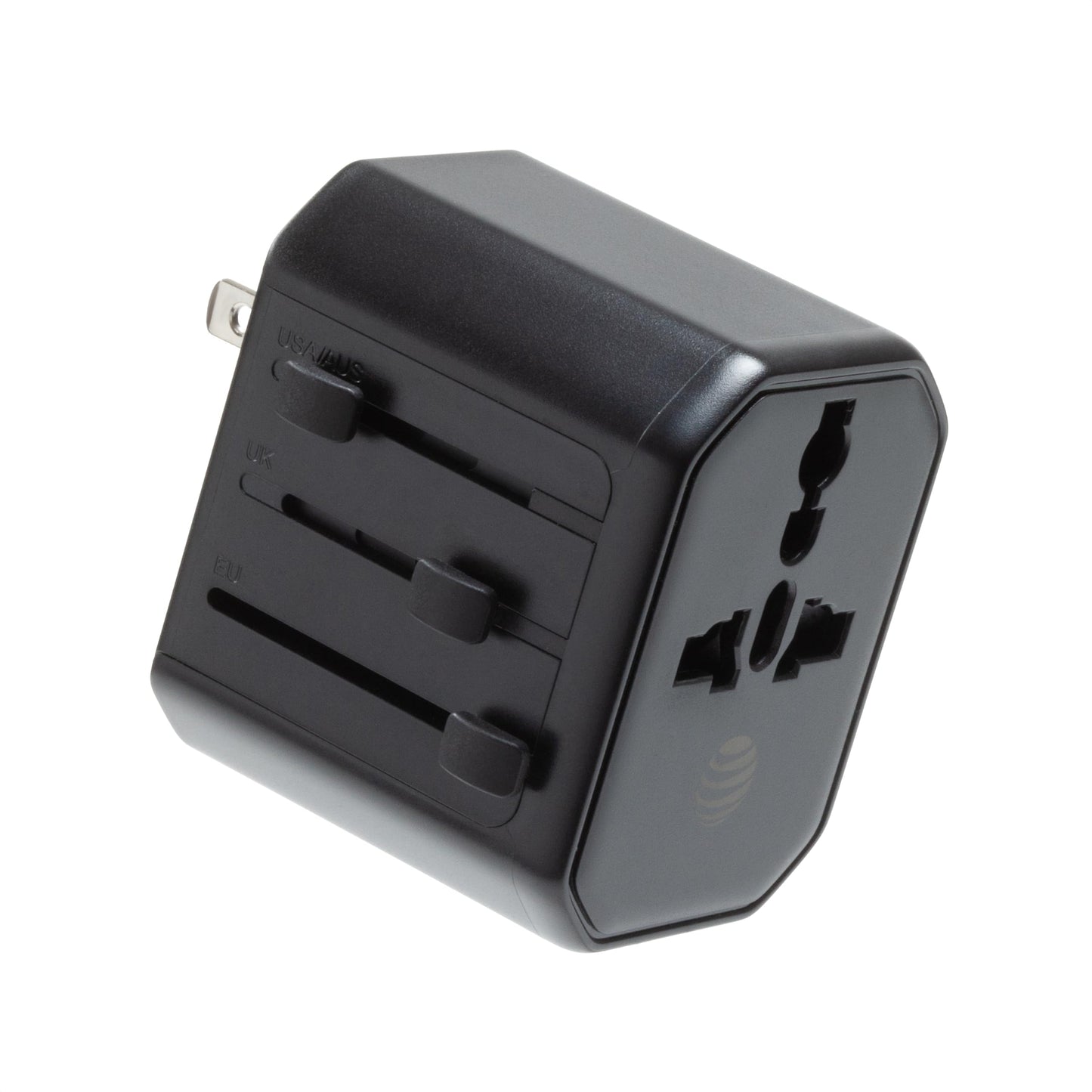 AT&T Professional 12W Universal Travel Adapter with Multi-Port USB-C and USB-A International Power Compatibility USA EU UK AUS Plug Options Black