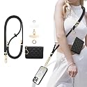 Phone Lanyard Crossbody with Leather Zipper wallet,2 Phone Tabs,360 ° rotation Premium Metal Buckles Anti theft Adjustable Lanyard,for All