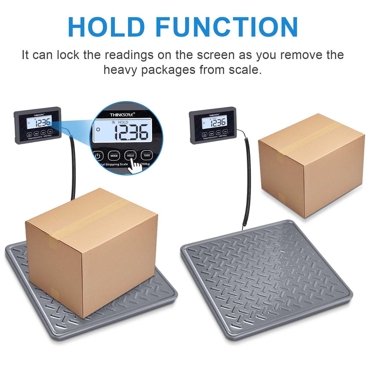 THINKSCALE Shipping Scale, 440 lb x 1 oz Heavy Duty Digital Postal Scale