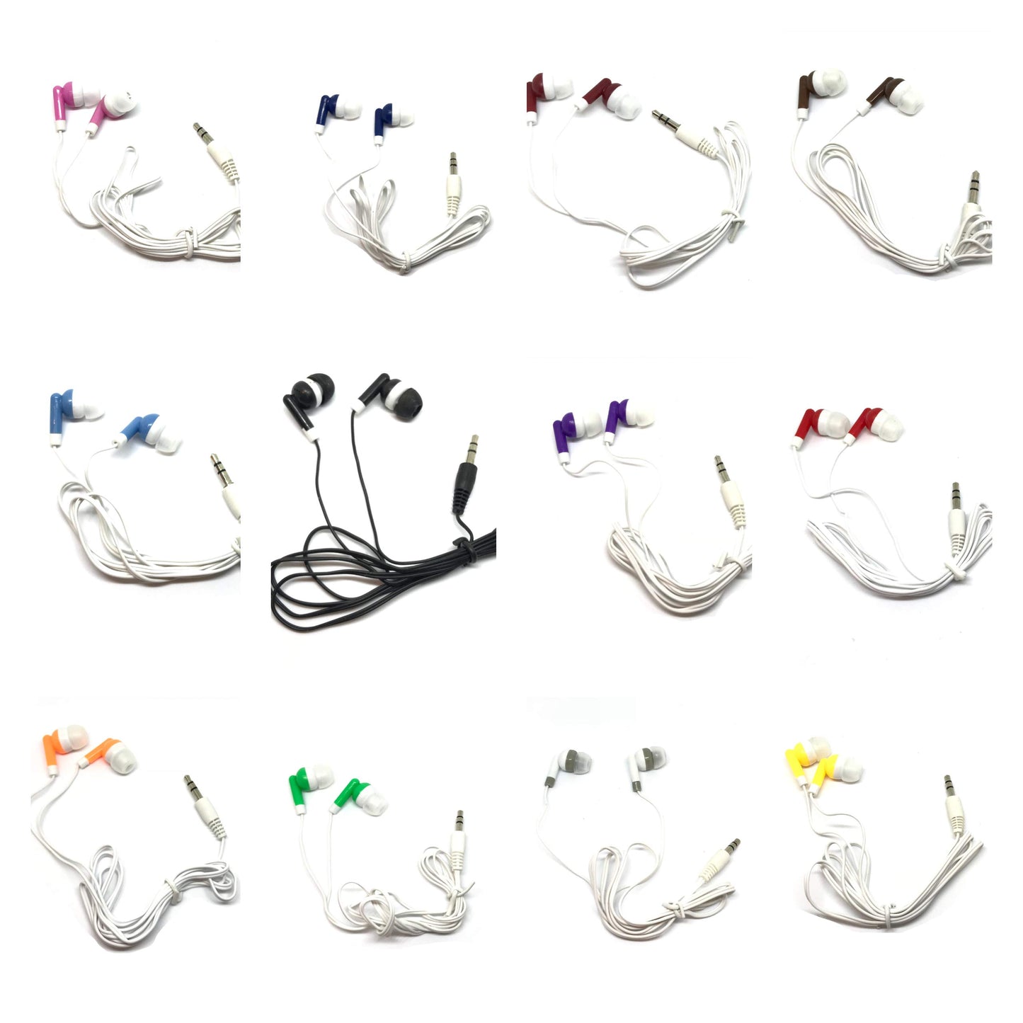 TFD Supplies Wholesale Bulk Earbuds Headphones 100 Pack for iPhone, Android, MP3 Player - Mixed Colors