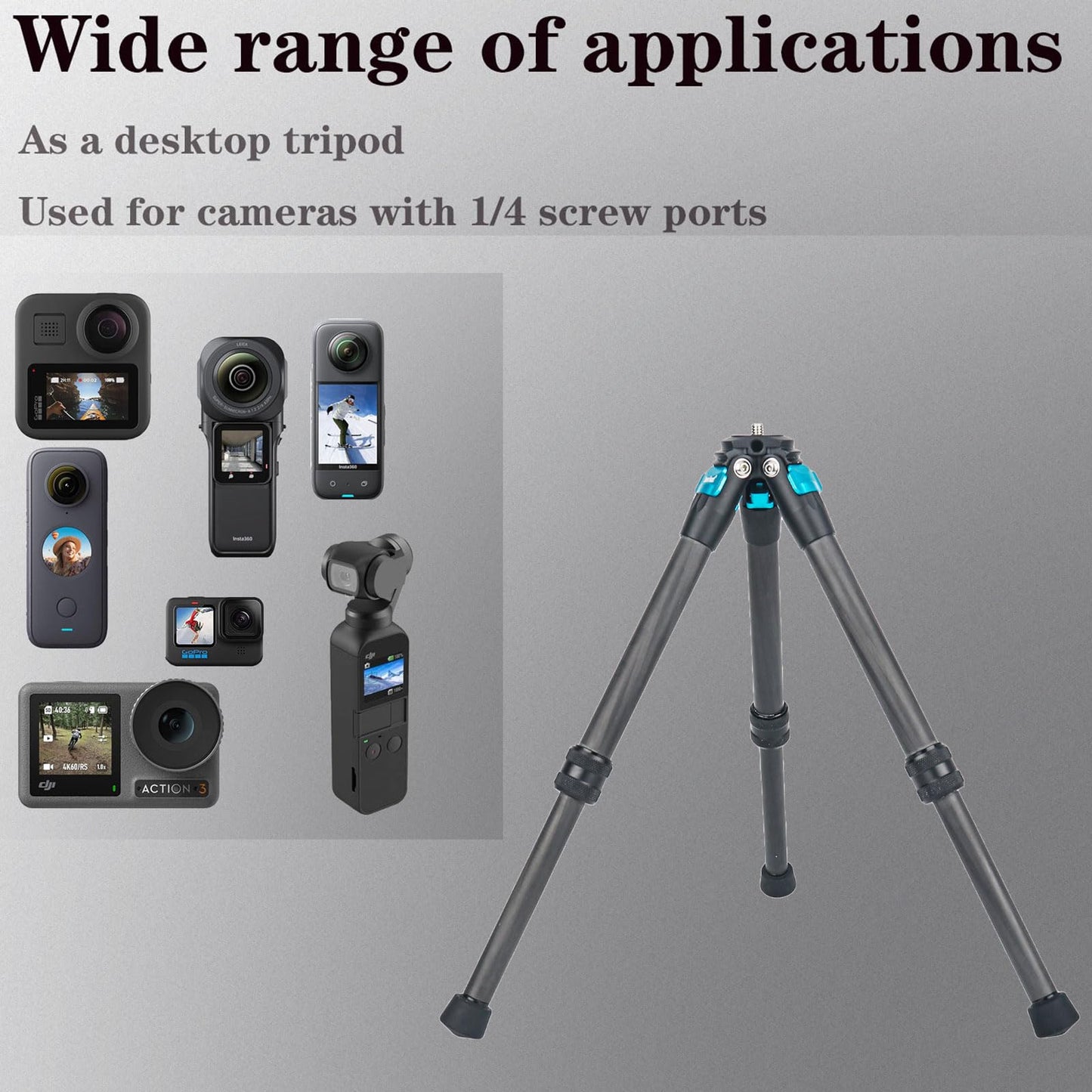 True Carbon Fiber Mini Tripod, Desktop Tabletop Stand Compact Tripod for DJI Smooth 4, Osmo Mobile, Vimble 2, Gimbal Handle Grip Stabilizer,for