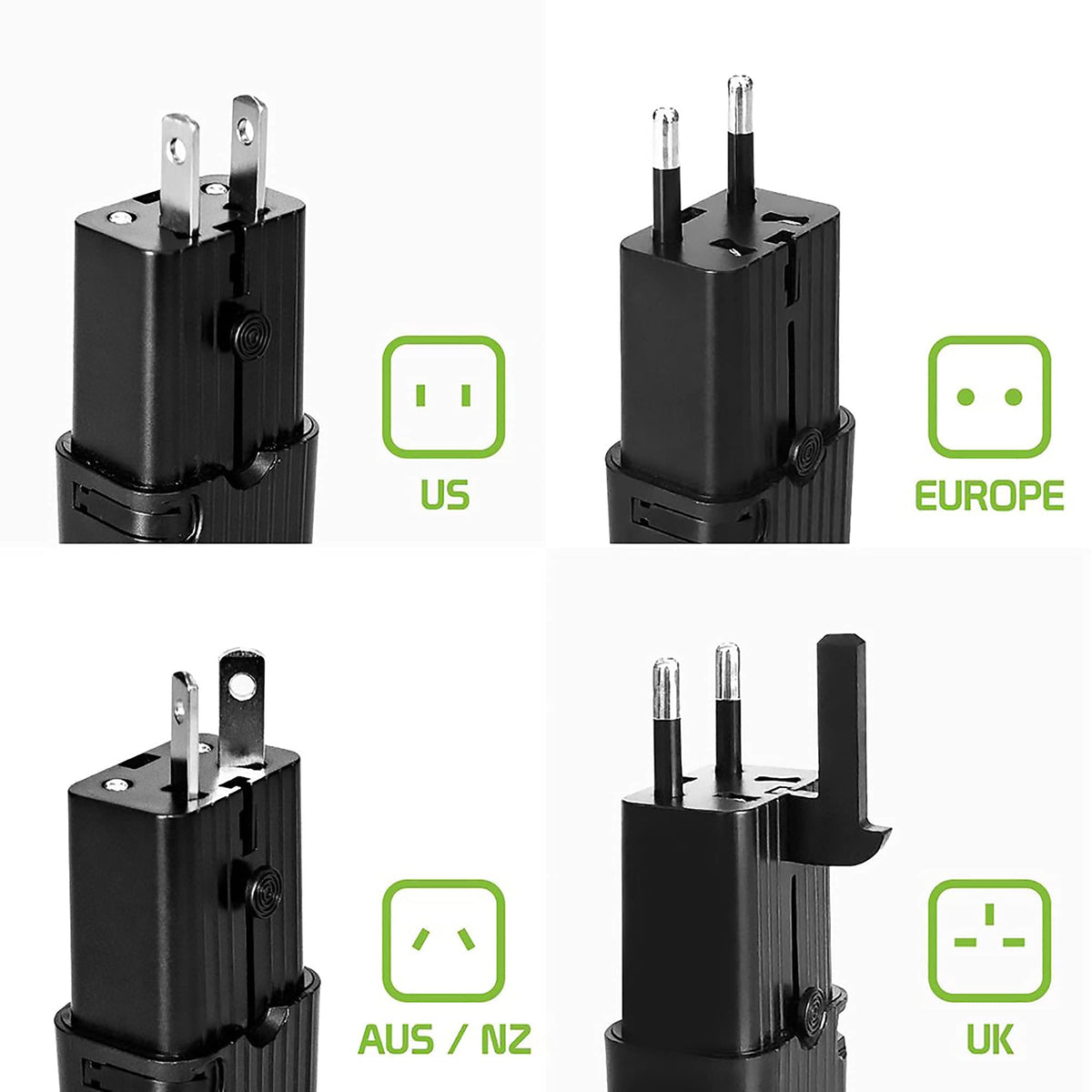 Dual Universal USB Adapter Works for Coby MP70 8GB for Worldwide Power and Travel Between US/EU/CN/AUS/NZ/UK