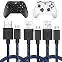 TalkWorks Charging Cable Compatible with Xbox One Controller - 6-Foot Long Fast Charger Cord Micro USB for X-Box 1 - Heavy-Duty, Braided Black-Blue (3