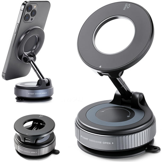 EVEMANT 2026 Upgraded Vacuum Magnetic Car Phone Holder, 360° Adjustable Magsafe Car Mount with 90 LBS Ultra Suction Cup, Cell Phone Holders