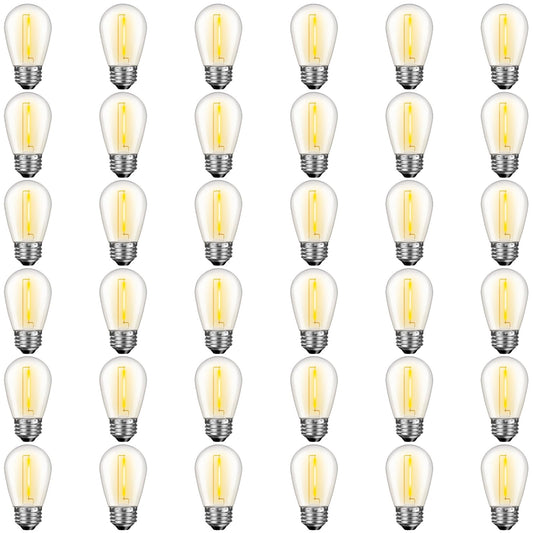 GvvooHome 36 Pack S14 LED Bulbs for Outdoor String Lights, Shatterproof Replacement Edison Bulbs for Patio String Lights Outdoor Waterproof, Warm