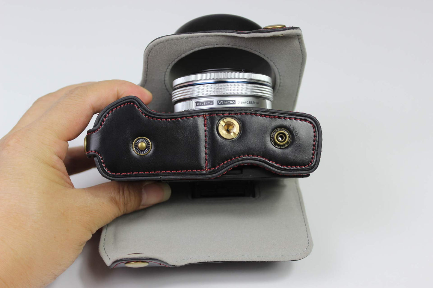 E-M10 Mark IV Case, BolinUS Handmade PU Leather Fullbody Camera Case Bag Cover for Olympus OM-D E-M10 Mark IV with 14-42mm EZ Lens Bottom Opening