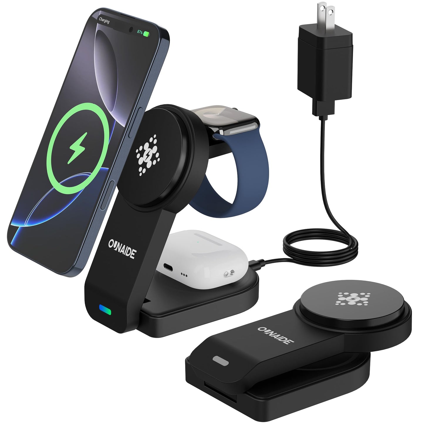 2025 Magnetic 3 in 1 Wireless Charger, Mag-safe Charger Stand Wireless Charging Station for Apple iPhone 16/15/14/13/12 series, for Apple Watch