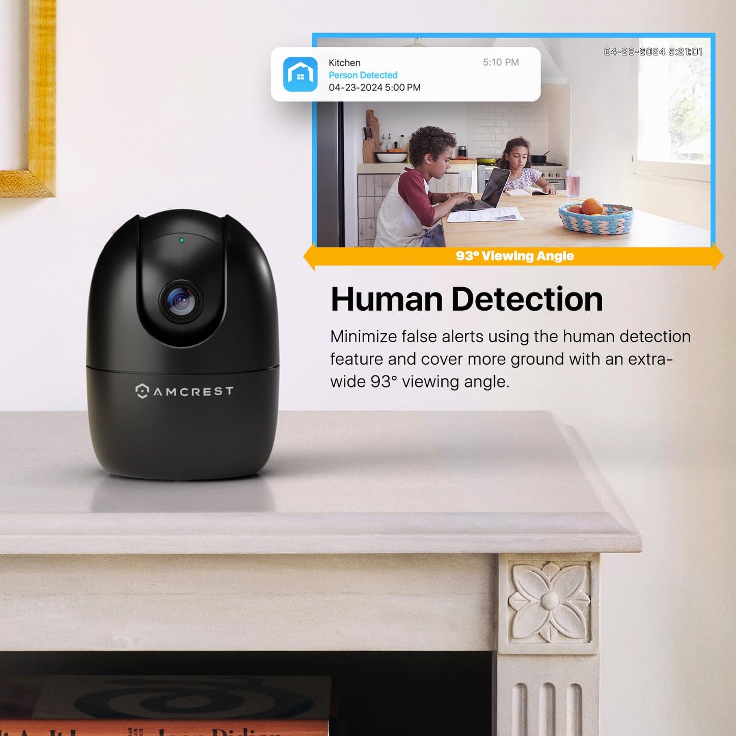 Amcrest 1080P WiFi Camera Indoor, Nanny Cam, Dog Camera, Sound & Baby Monitor, Human & Pet Detection, Motion-Tracking, 2.4Ghz Only, Pan/Tilt Wireless