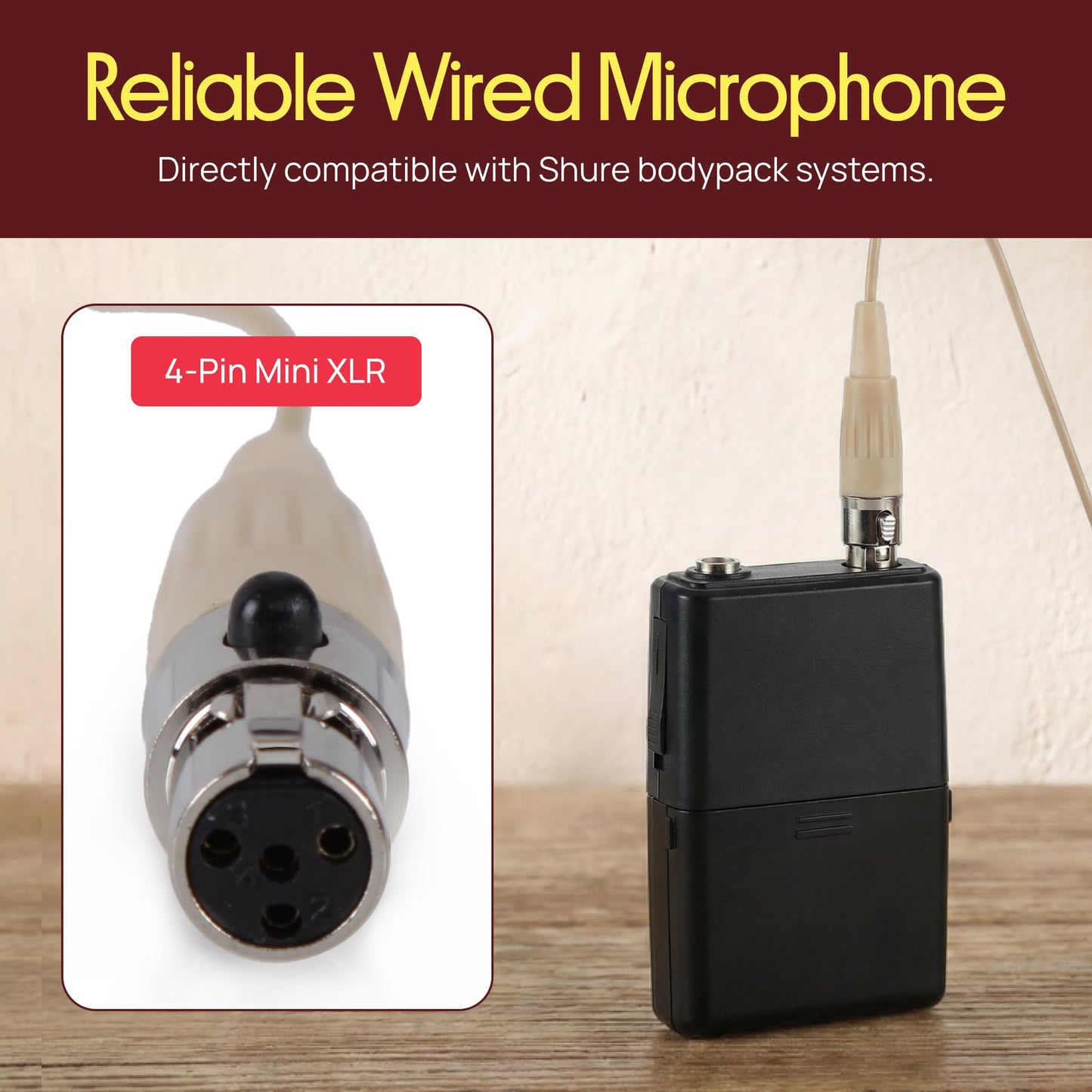 PYLE-PRO On-Ear Audio Condenser Microphone - Portable Omnidirectional Wired Headset Condenser Mic With 4 Pin Mini XLR Cable and Windscreen - Works