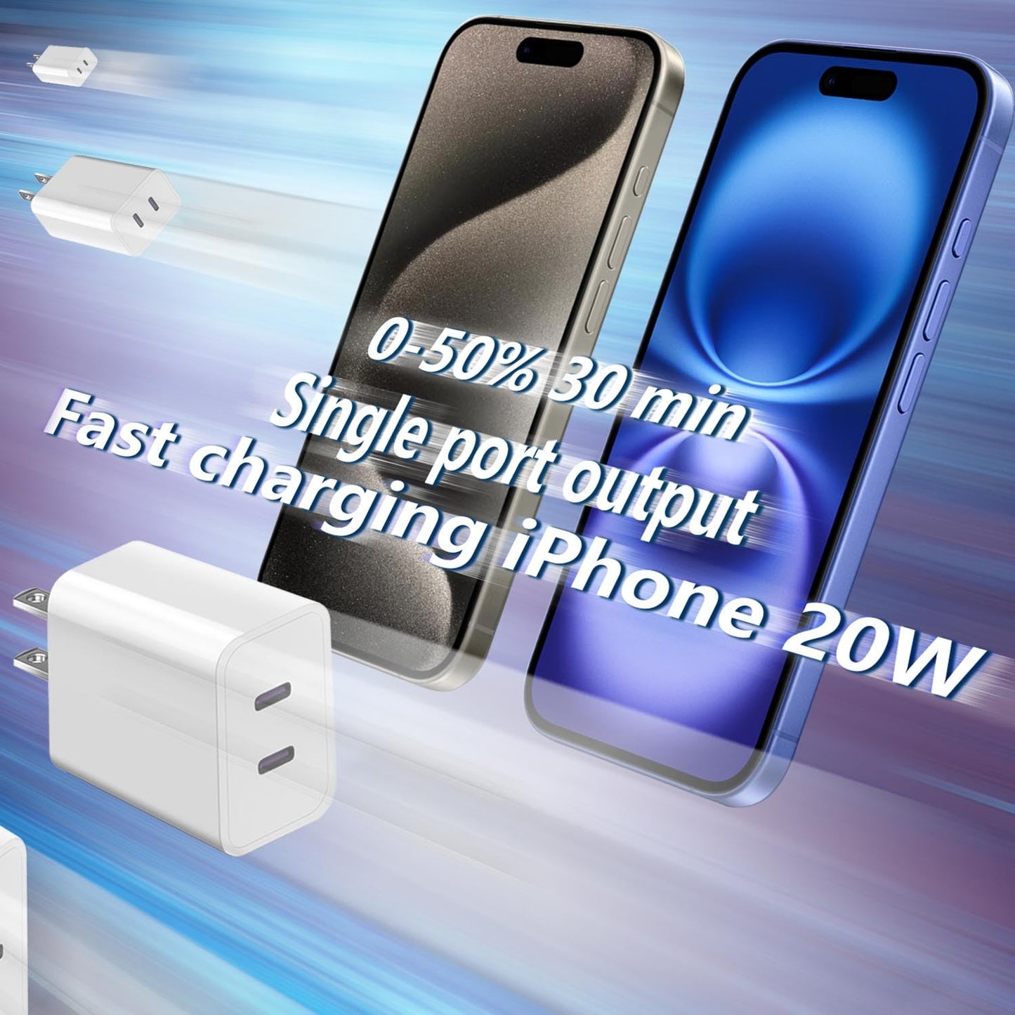 Dual USB C Charger Block for Apple Watch Series 11 10 iWatch iPhone iPad AirPods Pro,Wireless Charger Pad, 2 Port Type C Fast Charging 20W PD Power