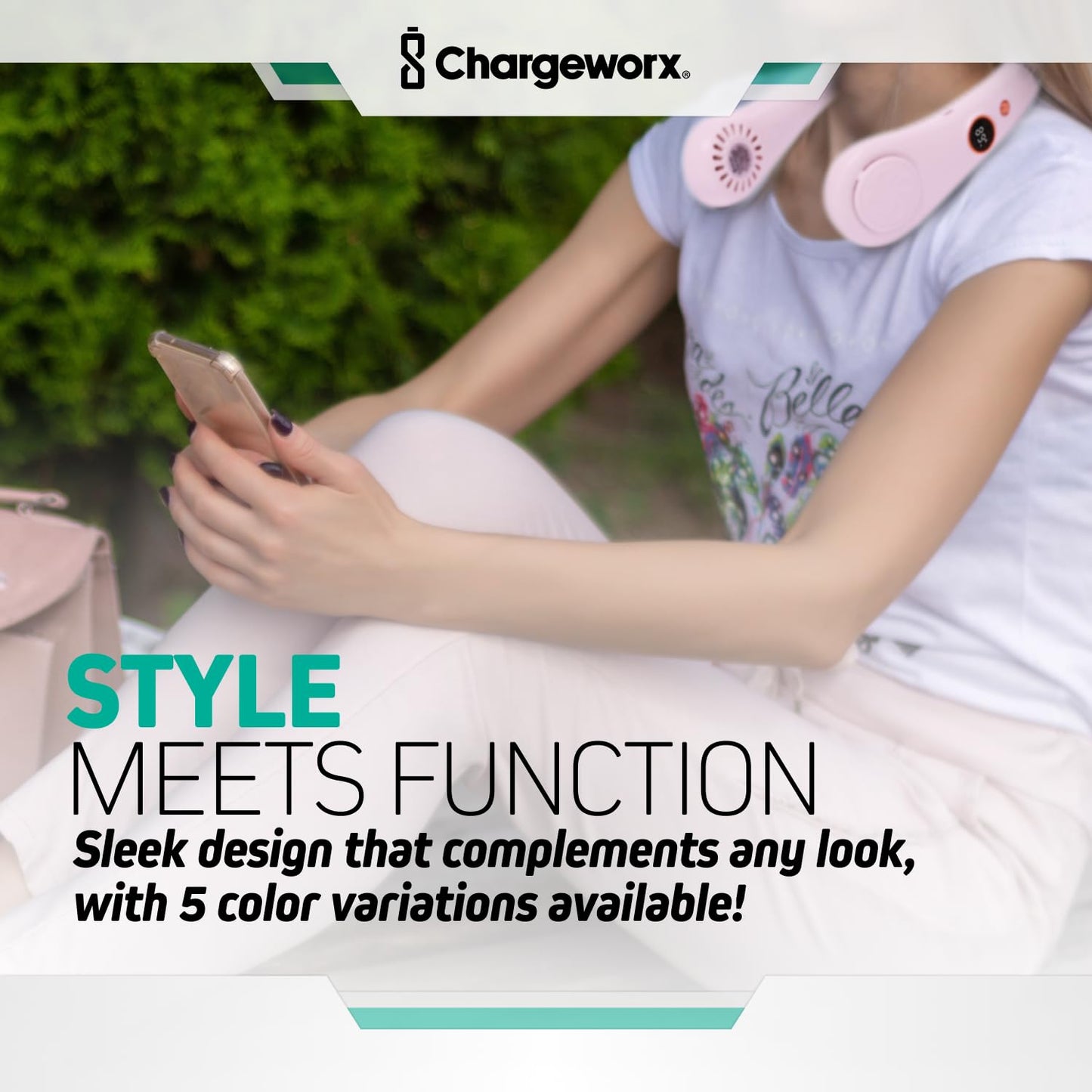 Portable Neck Fan Rechargeable, Personal Fan, Travel Fan, Bladeless, Pink