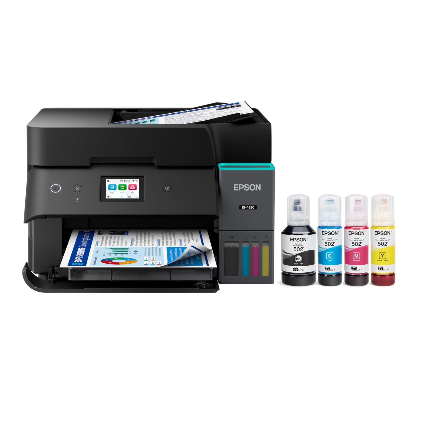 Epson EcoTank ET-4950 Wireless All-in-One Color Supertank Printer with up to 3 Years of Ink, Refillable Tanks, Perfect for Home, 18 PPM, 2.4" Color