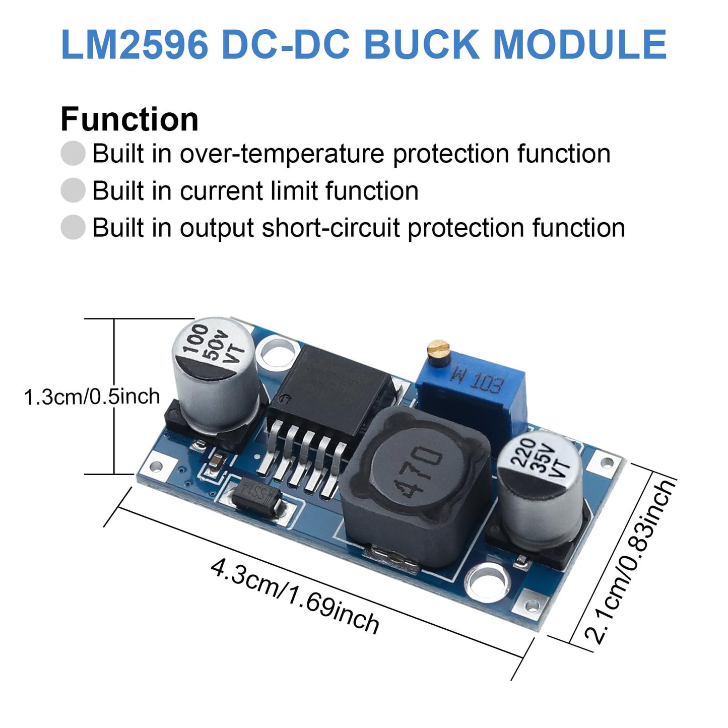 YIOVVOM 10 Pieces Adjustable LM2596S DC-DC Buck Module Converter High Efficiency Voltage Regulator 3.0-40V to 1.5-35V Buck Converter Adjustable Power…
