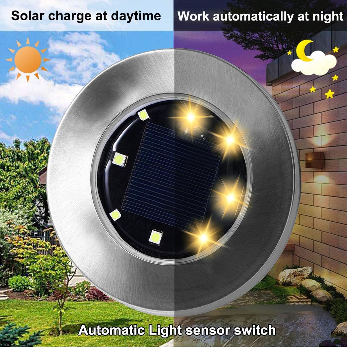 4.6 Inch Diameter Solar Ground Lights, Waterproof Solar Garden Lights, Outdoor Garden Waterproof Bright in-Ground Light, Landscape Lighting