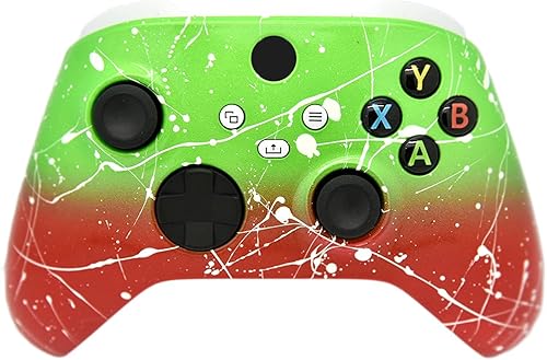 Hand Airbrushed Fade Custom Controller Compatible with Xbox Series X/S & Xbox One (Series X/S Green & Red White Drip)