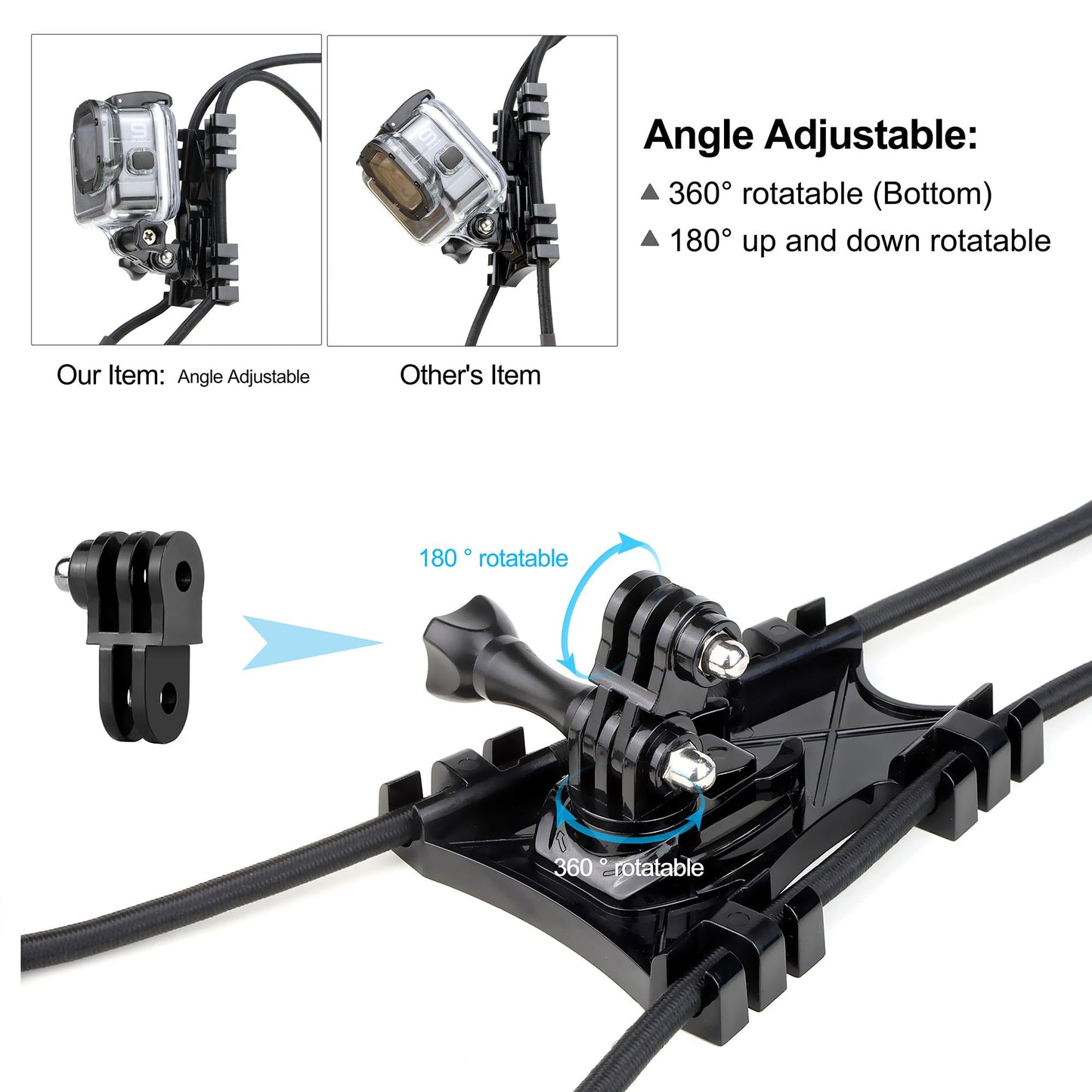 GEPULY Upgraded Fence Mount Hook Chain Link for Mevo Start GoPro Hero 13 12 11 10 9 8 7 6 5 4 3 Insta360 AKASO Action Digital