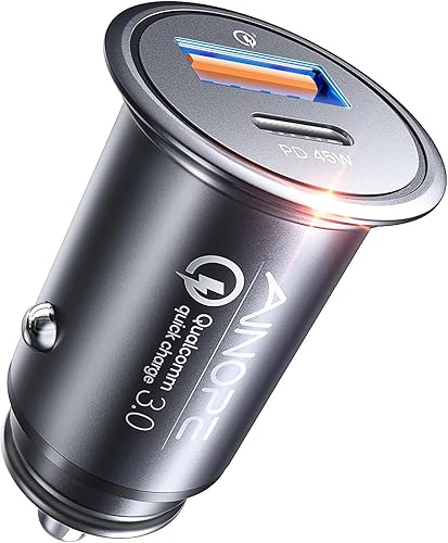 AINOPE 67.5W [Mini&Metal] Cigarette Lighter Adapter Car Charger USB C Fast Charging, PD&QC Cigarette Lighter USB Charger 12V Outlet Plug Socket