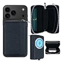 Strong Magnetic for MagSafe Wallet Pouch / Pixelsnap, Zipper Pocket Large Capacity for Earpod/Earphone/Car Keys & More, 3 Card Slots RFID Block