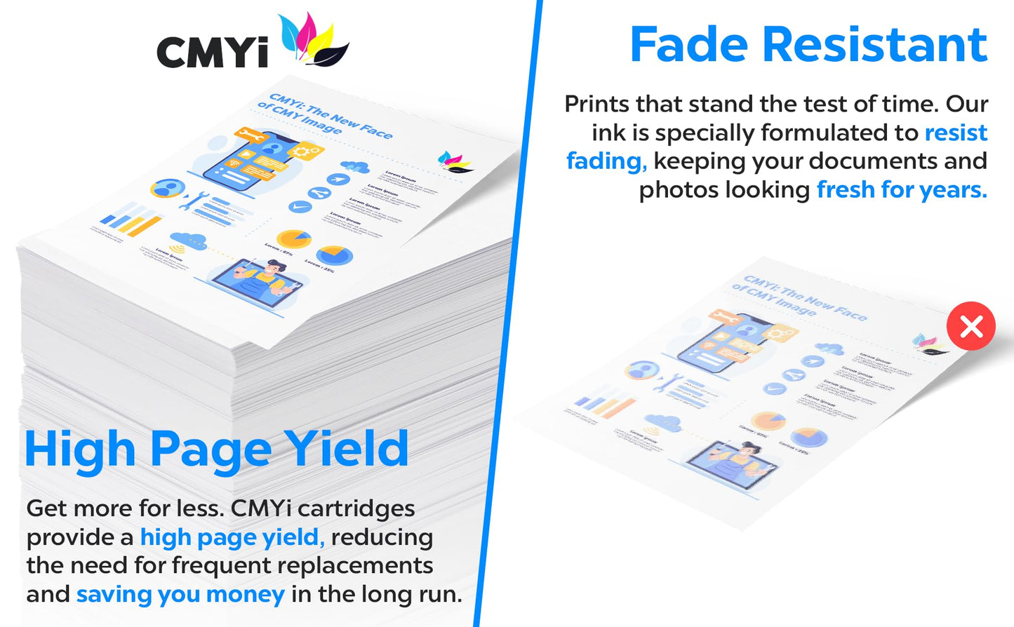 CMYi 61XL Replacement Combo Pack Ink Cartridges for HP DeskJet 1510, 1511, 1512, 1513, 1514, 2000, 2050, OfficeJet 2620, 2621, 2622, 4630, 4631, 4632