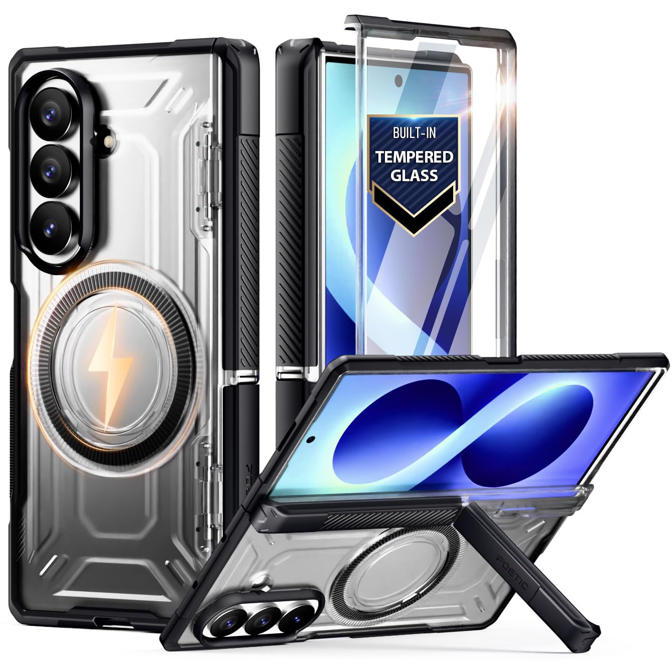 Poetic for Samsung Galaxy Z Fold 8 Ultra Case, [Hinge Protection] [MagSafe Compatible] [Tempered Glass Screen Protector] Full-Body Rugged Shockproof