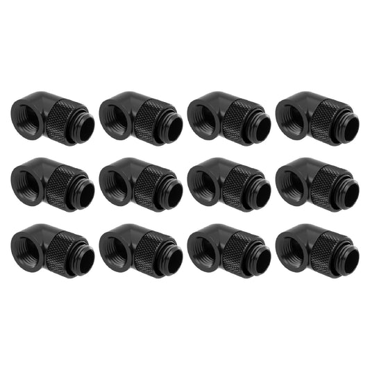 dracaena.io 12 Pack G1/4" 90° Rotary 360° Swivel Fitting, Male to Female Extender Adapter for PC Water Cooling Loop, Computer Liquid Cooling Fittings