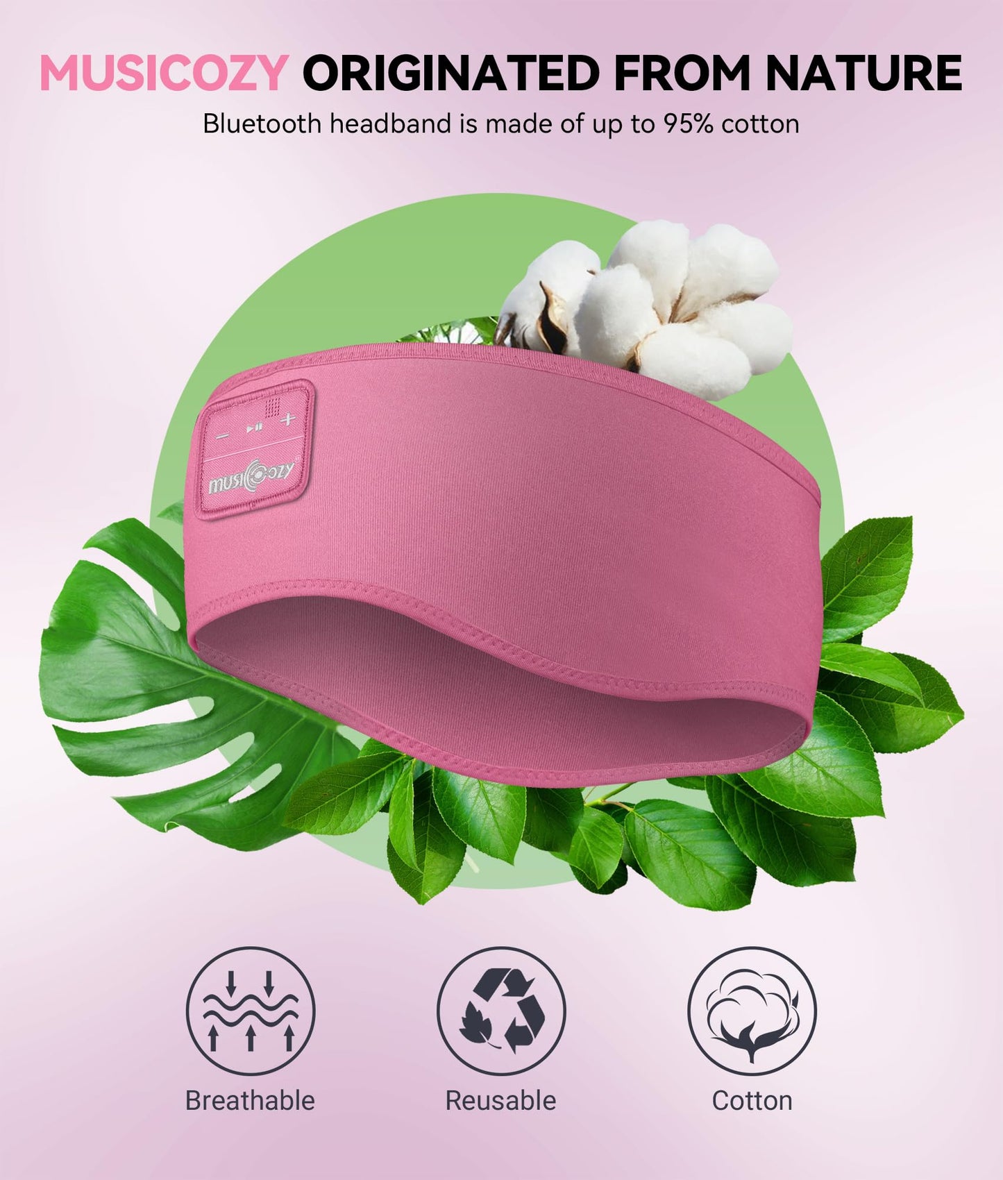 MUSICOZY Sleep Headphones Headband Bluetooth 5.4 Wireless Headband Headphones for Sleeping for Side Sleeper with Ultra-Thin HD Stero Speaker…