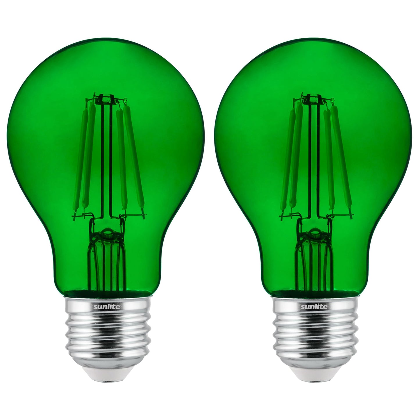 Sunlite 81083 LED Colored Filament A19 Light Bulb, 4.5 Watts, Medium E26 Base, 120 Volts, Transparent Green, Dimmable, 320 Degree Beam Angle, UL