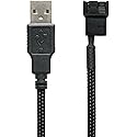 CRJ 5V USB PC Fan Power Adapter Cable - 24-inch (60cm), Black Sleeved - Silent Fan Speed Adapter for 3-Pin & 4-Pin Computer Cooling Fans