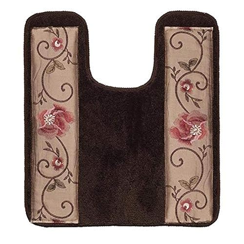 Popular Bath Contour Bath Rug, Larissa Collection, 23" x 10.5", Rose Design