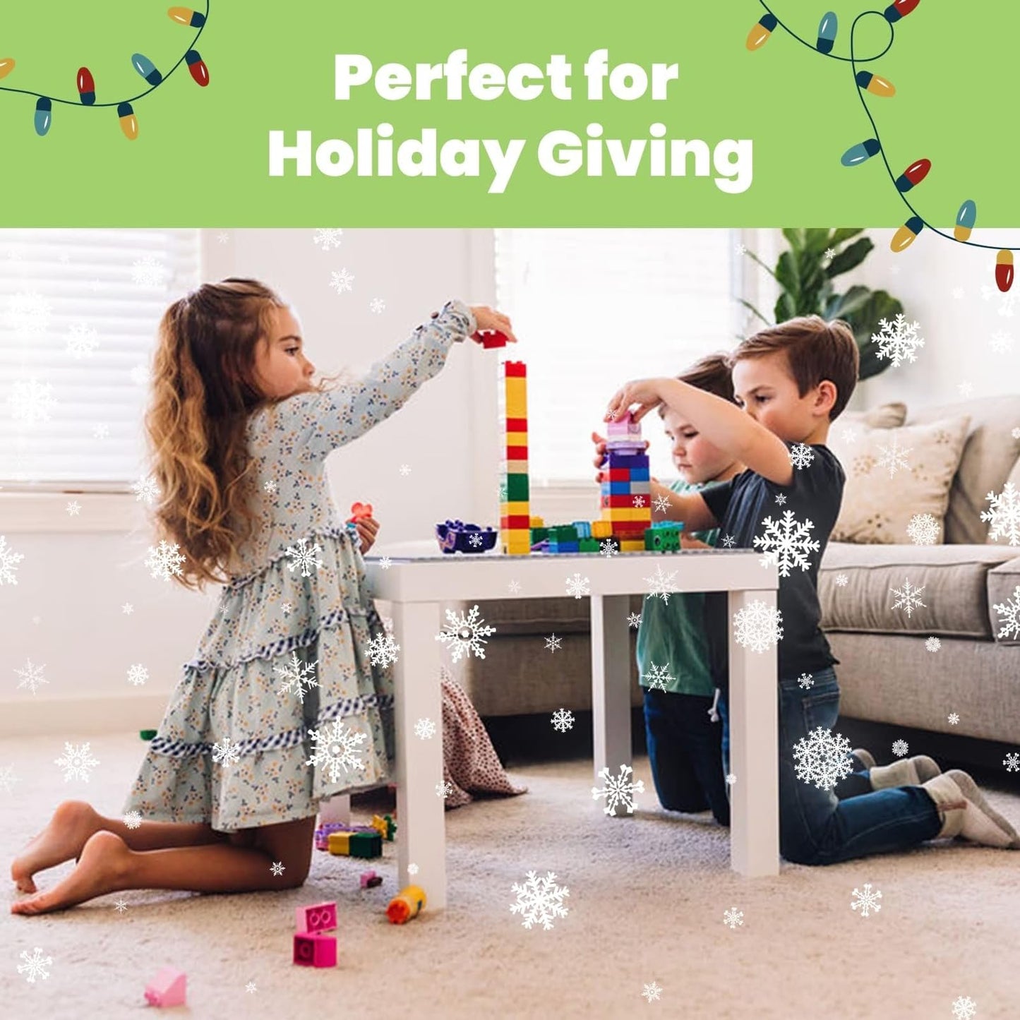 Creative QT MakerBase 4-Pack Green 10"x10" – Peel & Stick Stackable Baseplates for Play Tables, Walls & More, Compatible with Bricks