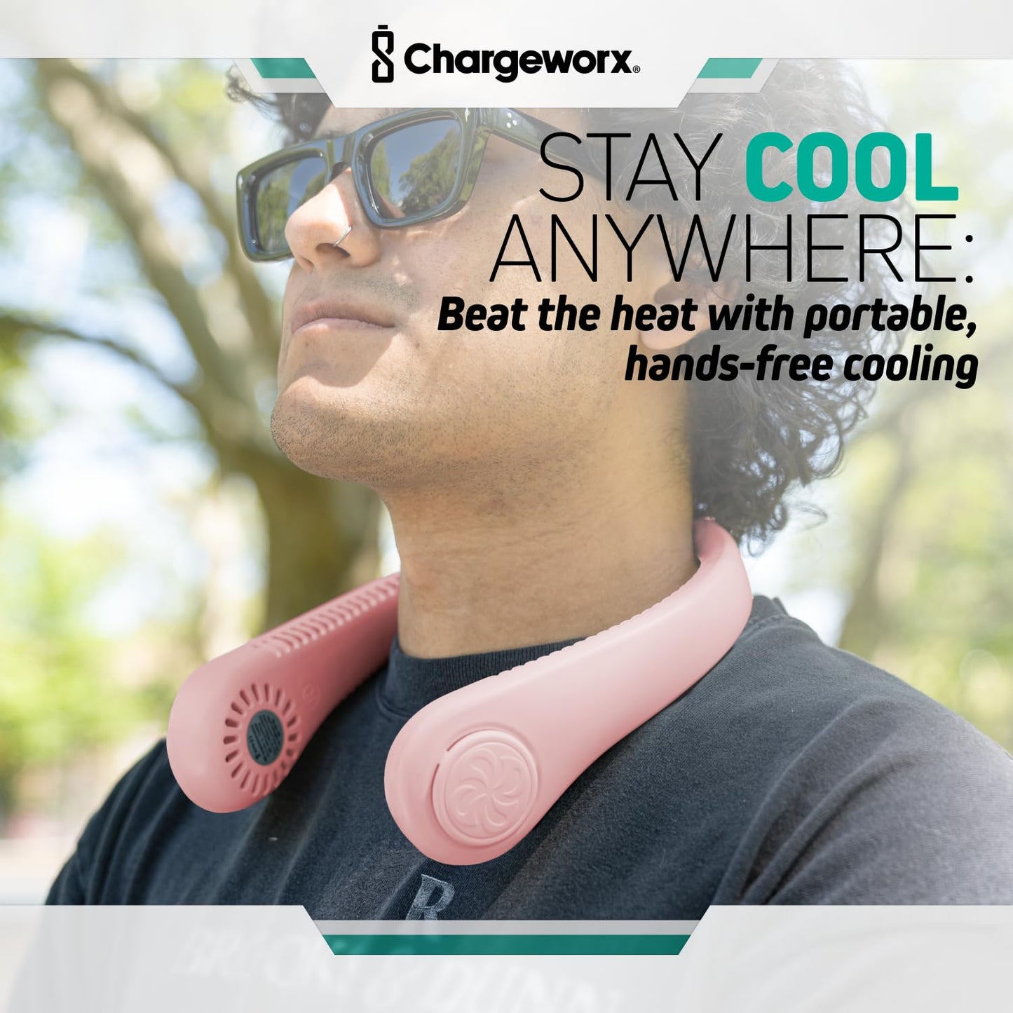 Portable Neck Fan Rechargeable, Personal Fan, Travel Fan, Bladeless, Pink